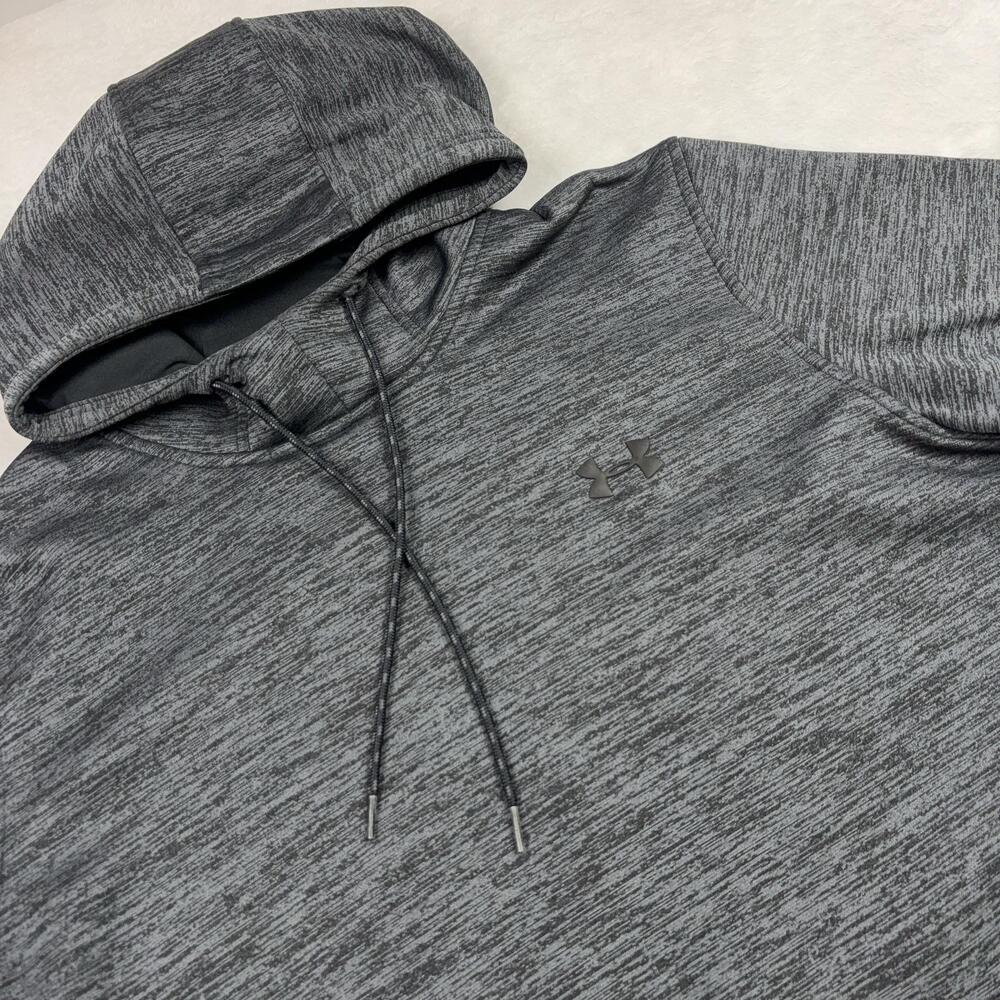 Under Armour Hoodie Pullover Men XL Gray ColdGear Fleece Hooded Pockets
